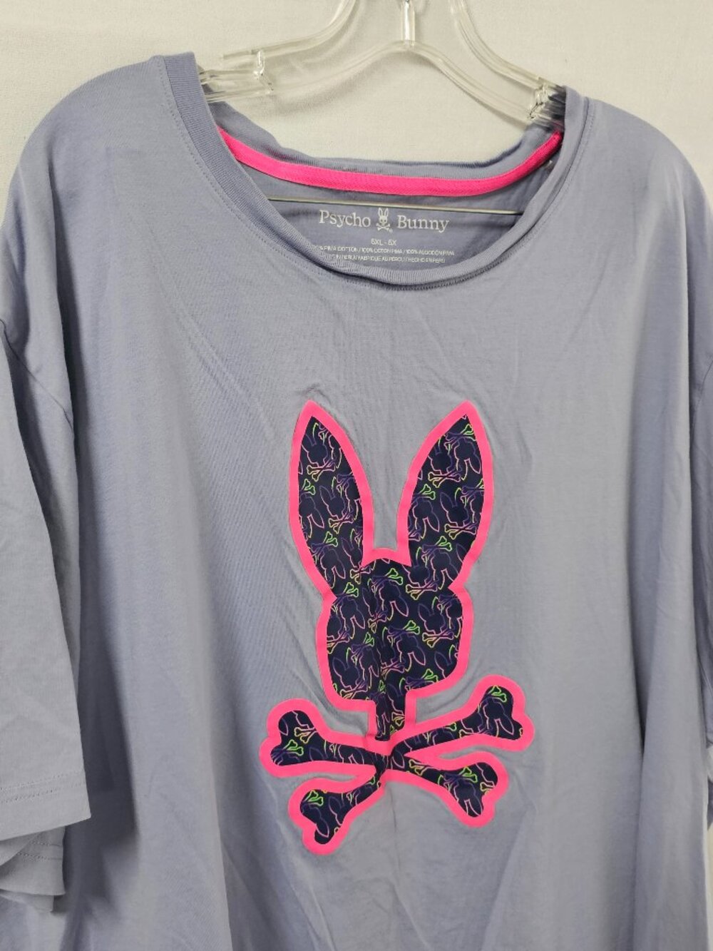 Psycho Bunny Brad Graphic T-Shirt Men Size 5XL Lavender